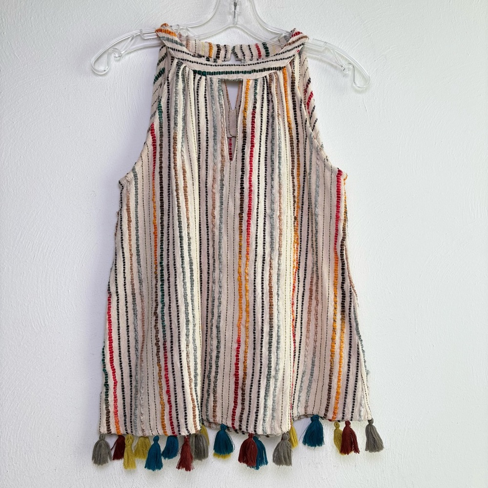 THML Multicolor Striped Tank Top with Tassels